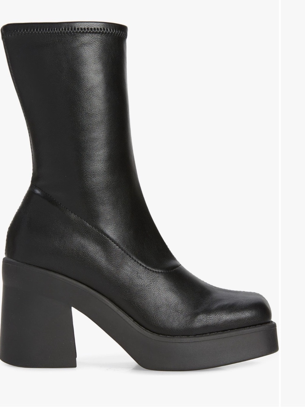 Black Platform Block Heel Women's Boots - Picture 2 of 5